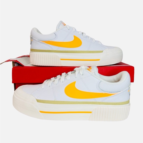 Nike Shoes - Nike Women's White & Yellow Platform Sneakers